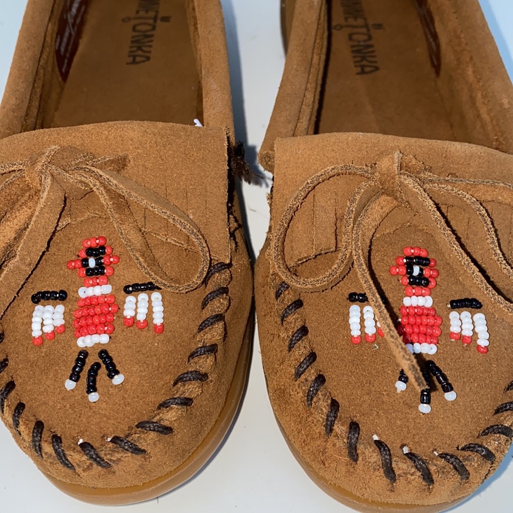 AUTH NIB MINNETONKA THUNDERBIRD MOCCASINS DUSTY BROWN - Picture 2 of 12